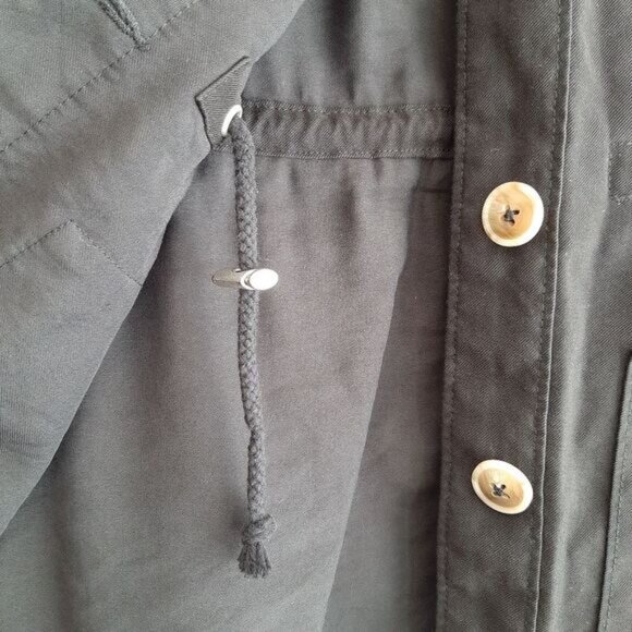 KISMET Button Down Light Shirt Jacket Utility Roll-Up Sleeves Black Sz S - Picture 9 of 15